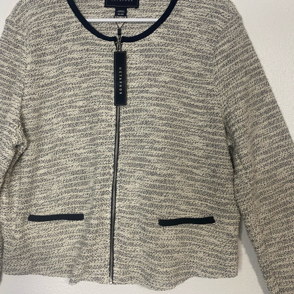 Metaphor Black and White Textured Blazer - Picture 3 of 16